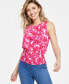 Фото #1 товара Women's Smocked Floral-Print Sleeveless Top, Created for Macy's