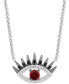 ფოტო #1 პროდუქტის Garnet (1/3 ct. t.w.) & Black and White Diamond (1/6 ct. t.w.) Villains Cruella De Vil Evil Eye Pendant Necklace in Sterling Silver, 16" + 2" extender