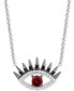 Garnet (1/3 ct. t.w.) & Black and White Diamond (1/6 ct. t.w.) Villains Cruella De Vil Evil Eye Pendant Necklace in Sterling Silver, 16" + 2" extender