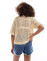 Pimkie crochet collar detail cropped top in camel