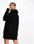 Фото #8 товара Miss Selfridge knitted oversized hoodie dress in black
