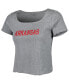 ფოტო #3 პროდუქტის Women's Gray Arkansas Razorbacks Baby Rib Lettuce-Edge Trim T-shirt