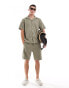 Фото #1 товара River Island plisse shorts co-ord in light khaki