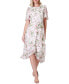 Фото #1 товара Women's Printed Flutter-Sleeve Faux-Wrap Dress