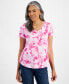 ფოტო #1 პროდუქტის Petite Hamptons Dye Perfect V-Neck T-Shirt, Created for Macy's