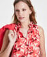 Women's Ruffled Tie-Neck Floral-Print Top