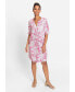 Фото #6 товара Women's 100% Viscose Short Sleeve Tunic Palm Print Dress