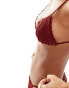 South Beach frilly crinkle triangle bikini in pomegranate