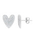 Silver Plated Brass Cubic Zirconia Heart Stud Earrings