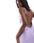 Фото #4 товара True Violet satin one shoulder slip maxi dress in lilac