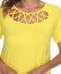 ფოტო #4 პროდუქტის Women's Crisscross Cutout Short Sleeve Top