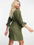 ASOS DESIGN Maternity nursing drawstring waist mini dress in khaki