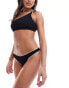 River Island textured whipstitch bikini brief in black