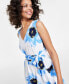 Women's Petite Floral Print Sleeveless Midi Dress