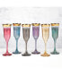 Multicolor Flutes with a with Gold Band, Set of 6