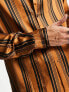 ASOS DESIGN relaxed revere shirt in brown satin stripe