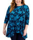 Фото #1 товара Plus Size Elena 3/4-Sleeve Swing Top, Created for Macy's