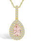 ფოტო #1 პროდუქტის Morganite (3/4 Ct. T.W.) and Diamond (3/8 Ct. T.W.) Halo Pendant Necklace in 14K Yellow Gold