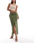 Vero Moda tailored midi skirt with pockets in khaki