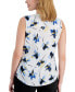 ფოტო #2 პროდუქტის Petite Printed Zip Front V-Neck Sleeveless Top