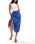 Фото #6 товара Never Fully Dressed Jaspre wrap midaxi skirt co-ord in blue bandana print