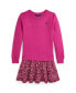 Big Girls Floral Woven-Skirt Fleece Dress COLLEGE PINK W/ NAVY, S (7) - фото #1