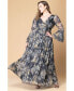 ფოტო #3 პროდუქტის Women's Plus Size Gilded Glamour Long Sleeve Evening Gown