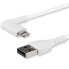 Фото #2 товара StarTech.com 3ft (1m) Durable USB A to Lightning Cable - White 90° Right Angled Heavy Duty Rugged Aramid Fiber USB Type A to Lightning Charging/Sync Cord - Apple MFi Certified - iPhone - 1 m - Lightning - USB A - Male - Male - White