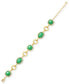 ფოტო #1 პროდუქტის Dyed Green Jade & White Topaz (1 ct. t.w.) Halo Link Bracelet in 14k Gold-Plated Sterling Silver (Also in Dyed Lavender Jade & Dyed Red Jade)