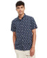 Фото #1 товара Men's Slim-Fit Short Sleeve Button-Front Palm Print Shirt