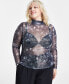 ფოტო #1 პროდუქტის Trendy Plus Size Shine Mesh Mock-Neck Top, Created for Macy's