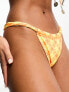 Kulani Kinis lemontini ruched thong bikini bottom in orange and yellow