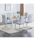 Фото #5 товара Modern Glass Dining Table, Silver Legs, 63"X35.4"X30"