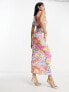 Фото #2 товара ASOS DESIGN halter neck cut out midi dress in large multicoloured floral print