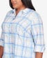 Фото #4 товара Plus Size Classic Pastels Cool Plaid Button Down Top