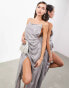 ASOS EDITION metallic cami maxi dress with drape detail in silver Серебристый, 46 - фото #2