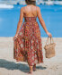 Women's Brick-and-Orange Boho Sleeveless Maxi Beach Dress