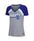 ფოტო #2 პროდუქტის Women's Gray Los Angeles Dodgers Heathered Raglan V-Neck T-Shirt