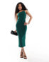 Фото #4 товара Vesper Petite one shoulder bodycon midaxi dress in forest green