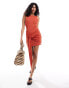 ASOS DESIGN drape tie front mini dress in rust