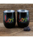 Double Wall 2 Pack of 12 oz Black Wine Tumblers with Metallic "Love" Decal
