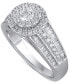 ფოტო #1 პროდუქტის Diamond Round & Baguette Double Halo Engagement Ring (1 ct. t.w.) in 14k White Gold