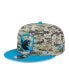 Men's Camo, Blue Carolina Panthers 2023 Salute To Service 9FIFTY Snapback Hat