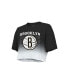 Women's Threads Black and White Brooklyn Nets Repeat Dip-Dye Cropped T-shirt