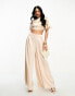 Kanya London flutter sleeve crop top co-ord in champagne