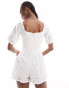 Фото #2 товара Reclaimed Vintage western playsuit with broderie and lace inserts in ivory