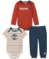 ფოტო #1 პროდუქტის Baby Boys Solid, Stripe Bodysuits and Solid Joggers, 3 Piece Set