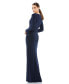 Women's Ieena Long Sleeve Ruched Jersey V-Neck Gown