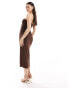 Фото #2 товара ASOS DESIGN sculpting jersey ruched bust cami midi dress in chocolate