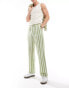 ASOS DESIGN relaxed striped trousers in green and beige grün, S - W32 - фото #1